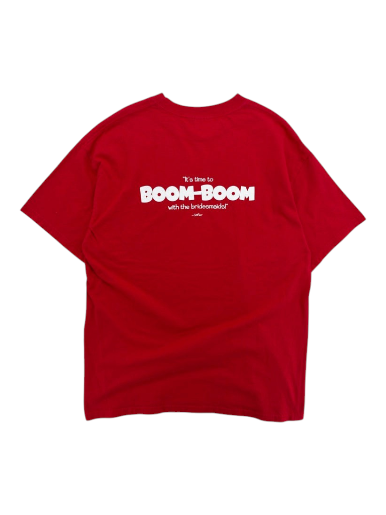 Exile Vintage red 2000s American Wedding movie quote t-shirt with white graphic print on the back