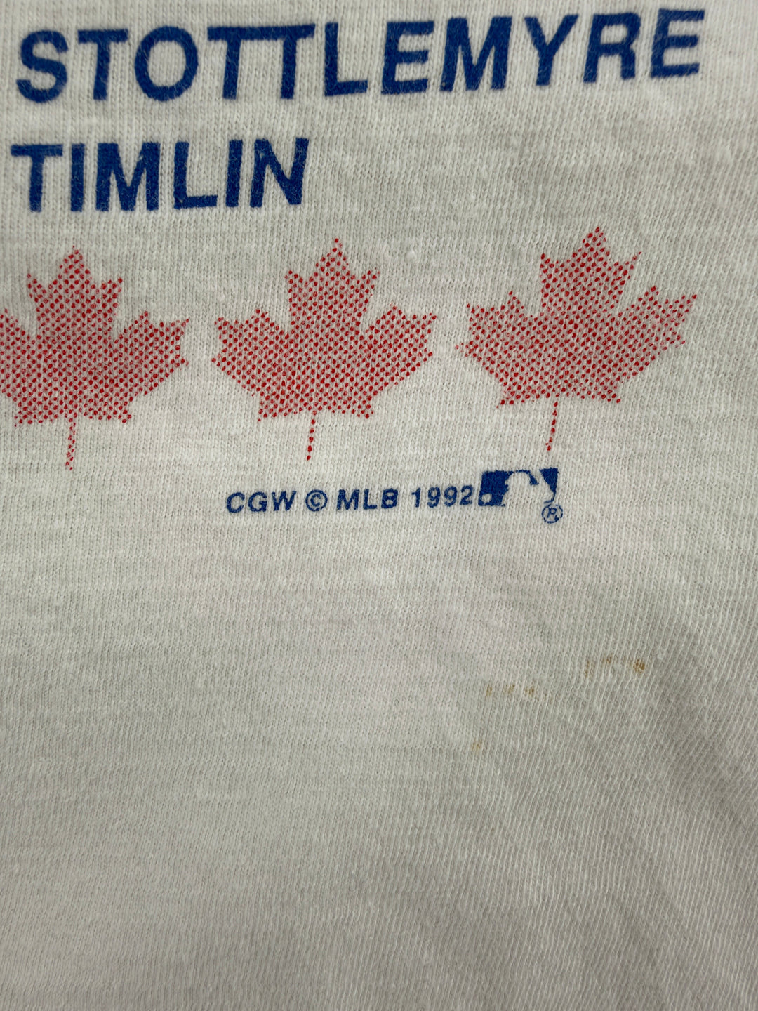 Exile Vintage white 1992 Toronto Blue Jays MLB champions t-shirt with red maple leaf graphic and player names