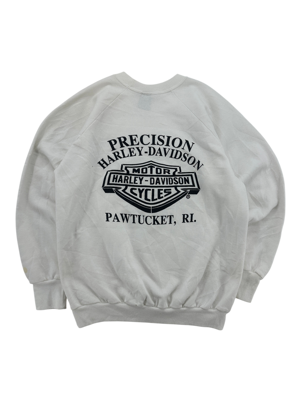 Exile Vintage white 1990s Harley Davidson crewneck sweatshirt featuring a black back graphic print