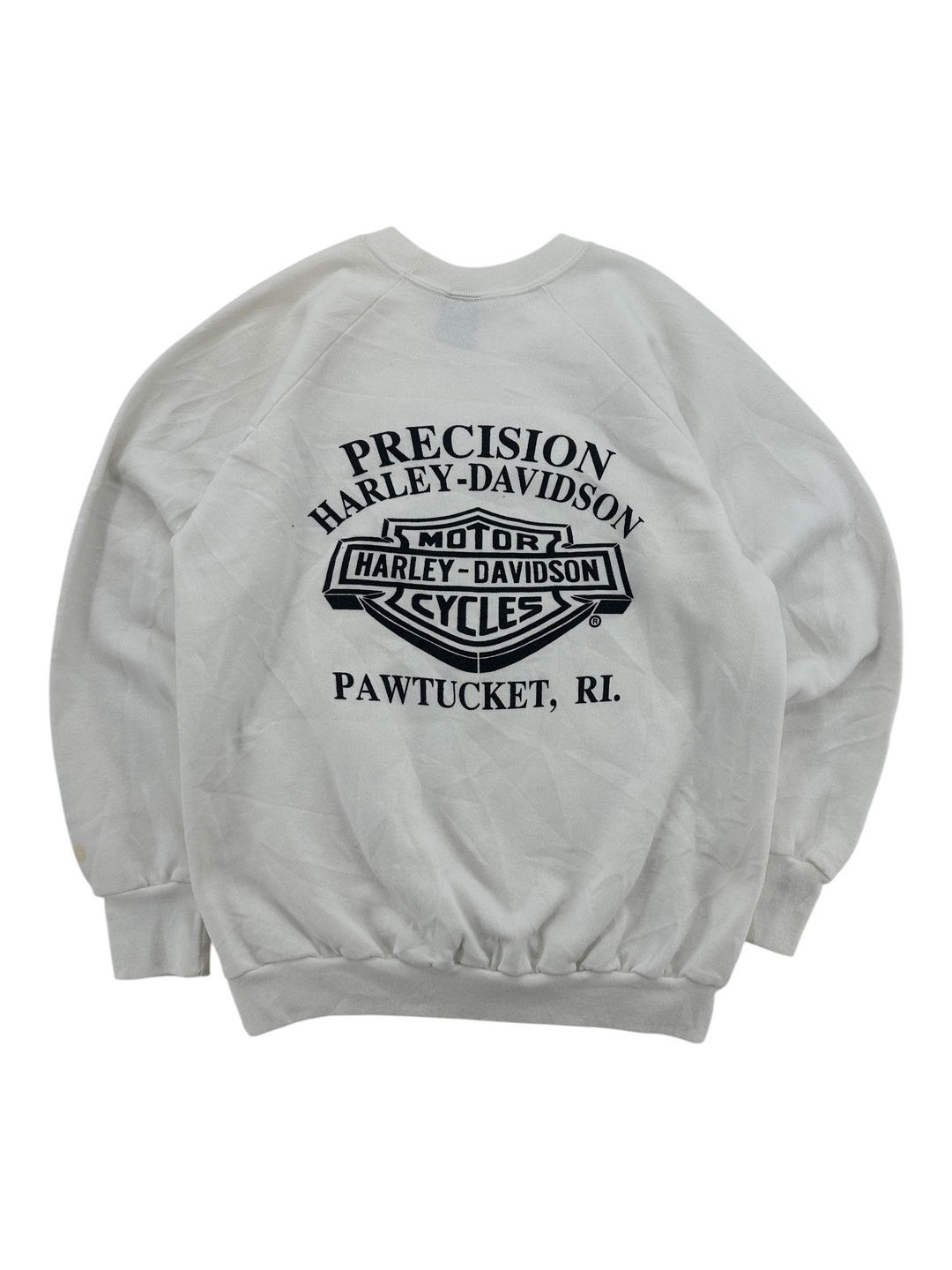 Exile Vintage white 1990s Harley Davidson crewneck sweatshirt featuring a black back graphic print