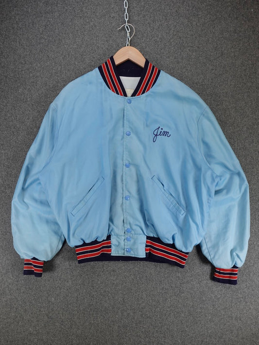 1960S - "Jimmys Auto Care" Satin Varsity Bomber Jacket