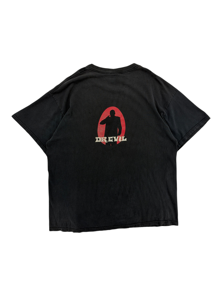 Exile Vintage 1990s black Austin Powers Dr Evil graphic t-shirt with red oval logo, size XL
