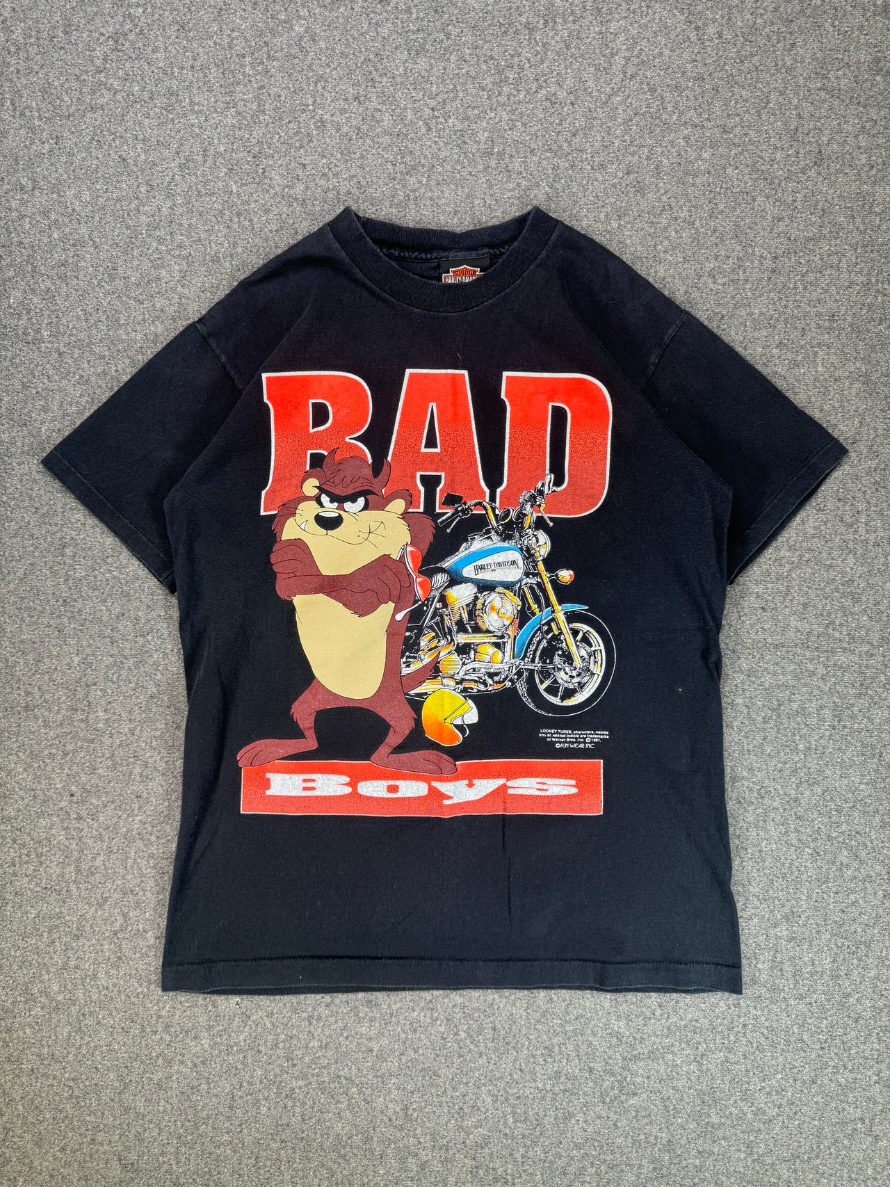 1991 - Harley Davidson "Bad Boys" Taz Devil Loony Toons Biker T-Shirt