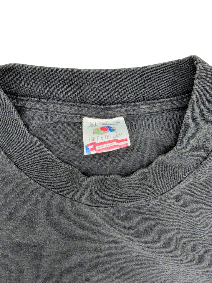 Exile Vintage 1990s Marlboro Coyote Bluff t-shirt collar detail with Fruit of the Loom XL tag