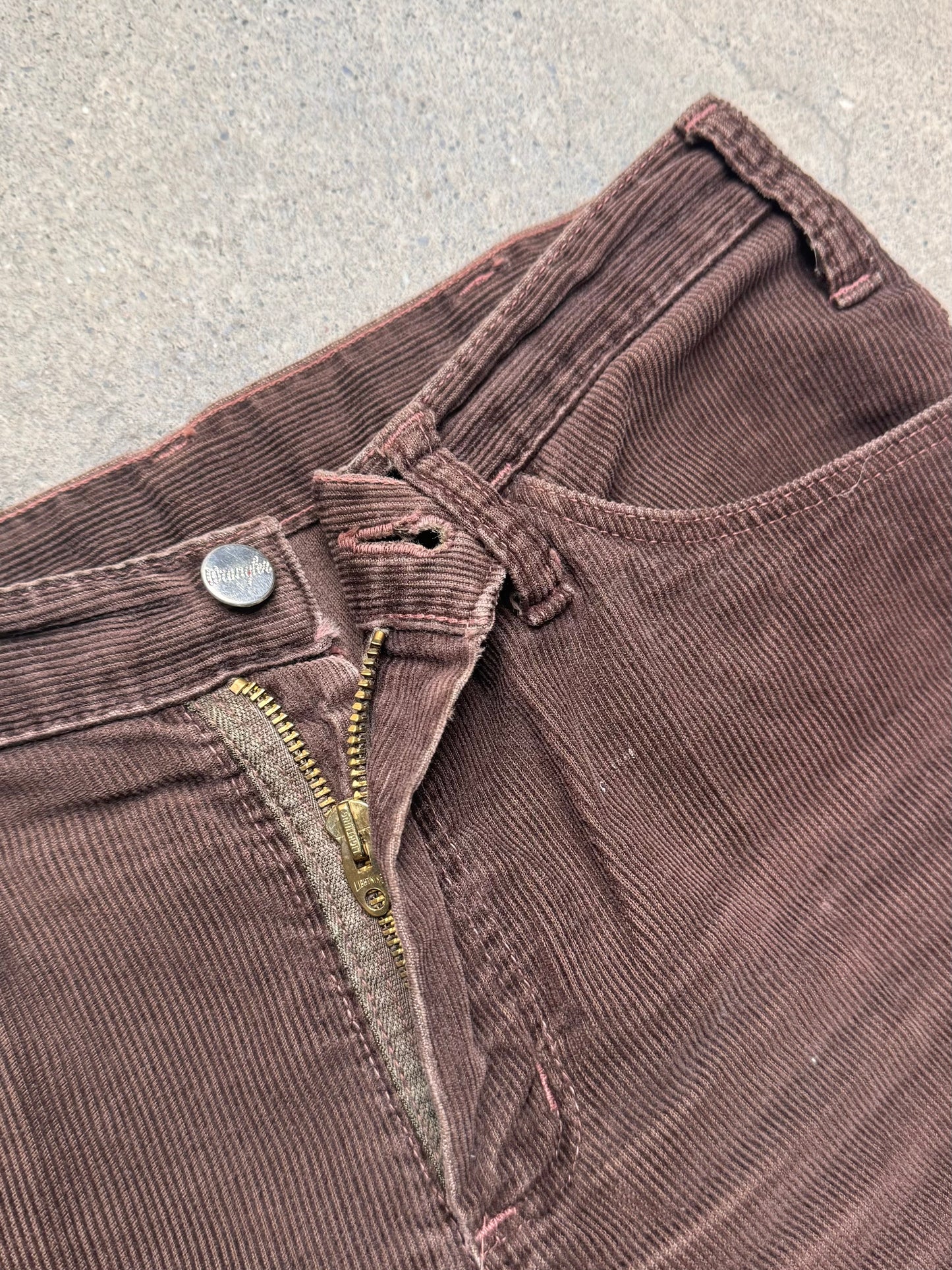 1970S - WRANGLER BROWN FLARED CORDUROY TROUSERS