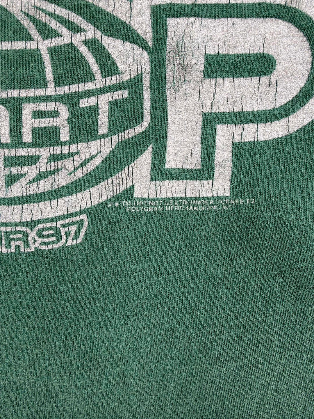 Exile Vintage green 1990s U2 PopMart tour T-shirt with distressed white graphic print and 1997 copyright detail