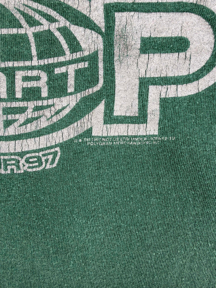 Exile Vintage green 1990s U2 PopMart tour T-shirt with distressed white graphic print and 1997 copyright detail