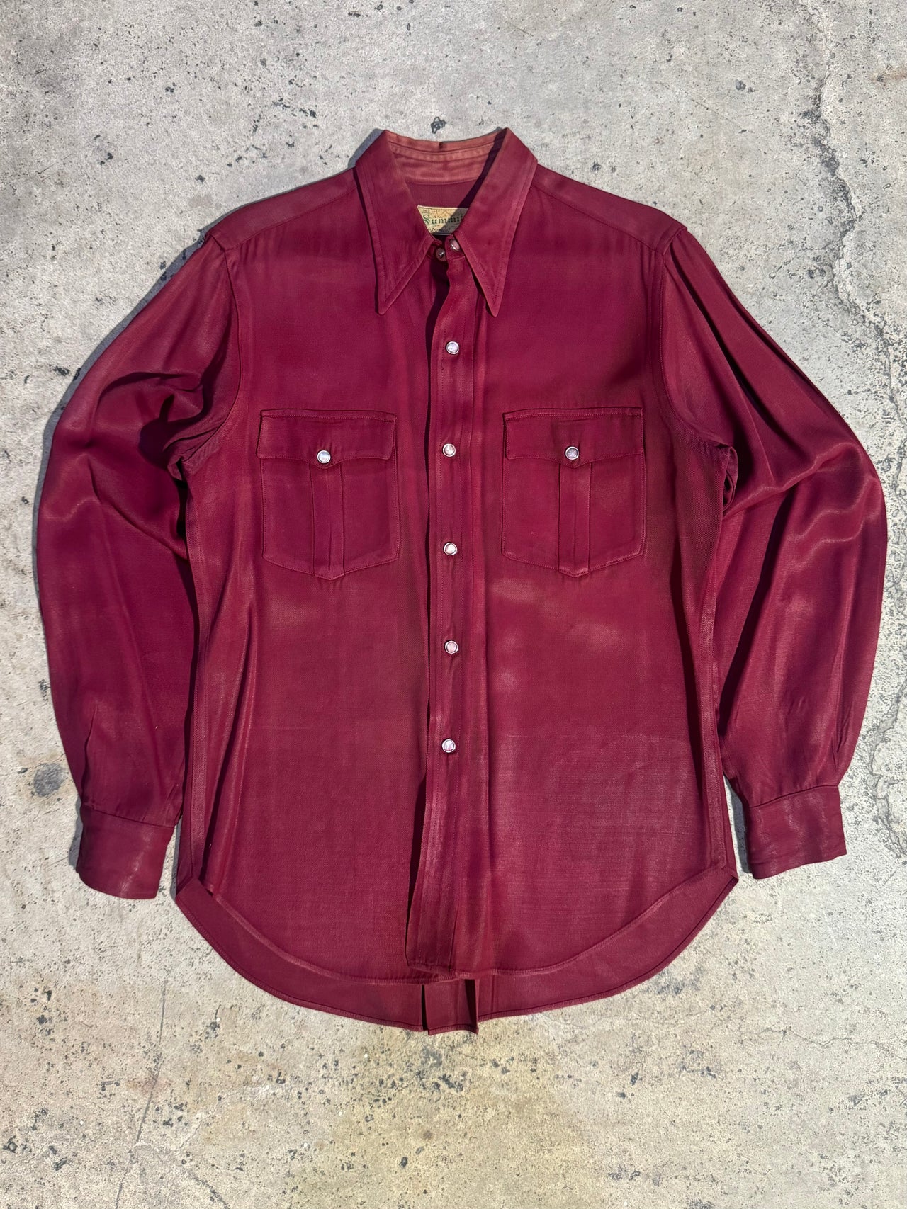 1950s - Gabradine Western Snap Button Shirt by Summit Westmount MFG