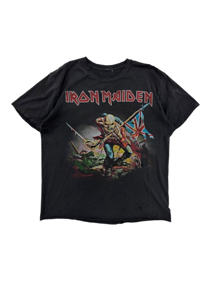 Exile Vintage 2010s Iron Maiden black graphic t-shirt with distressed hem and Eddie print