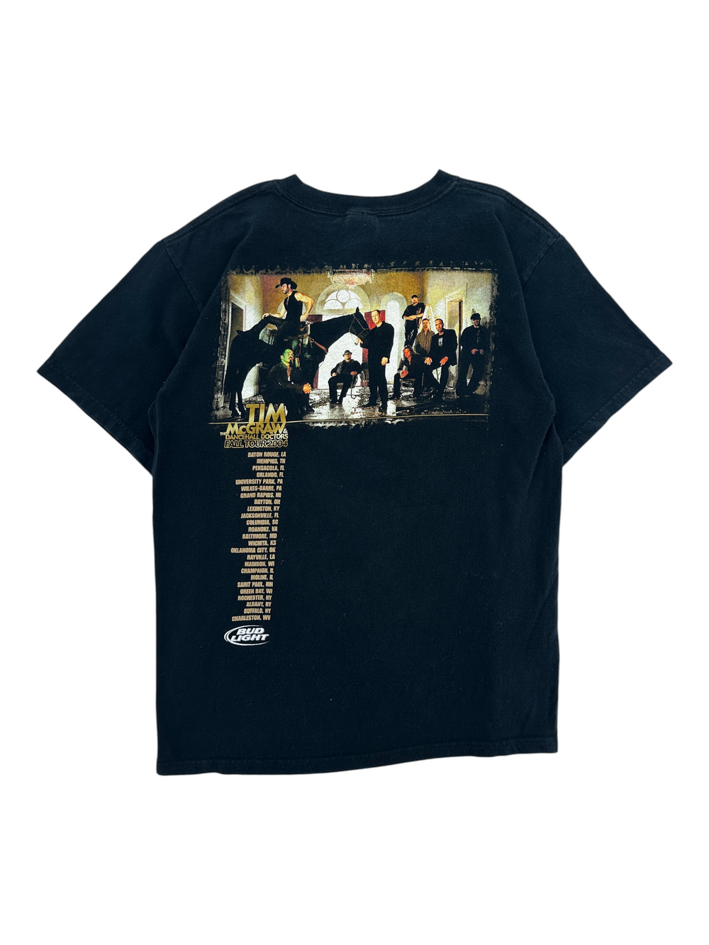 Exile Vintage black 2004 Tim McGraw tour t-shirt with graphic print of the band and tour dates on the back