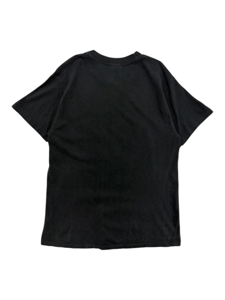Back view of a vintage black 1990s Joseph Dreamcoat T-shirt from Exile Vintage, size medium.
