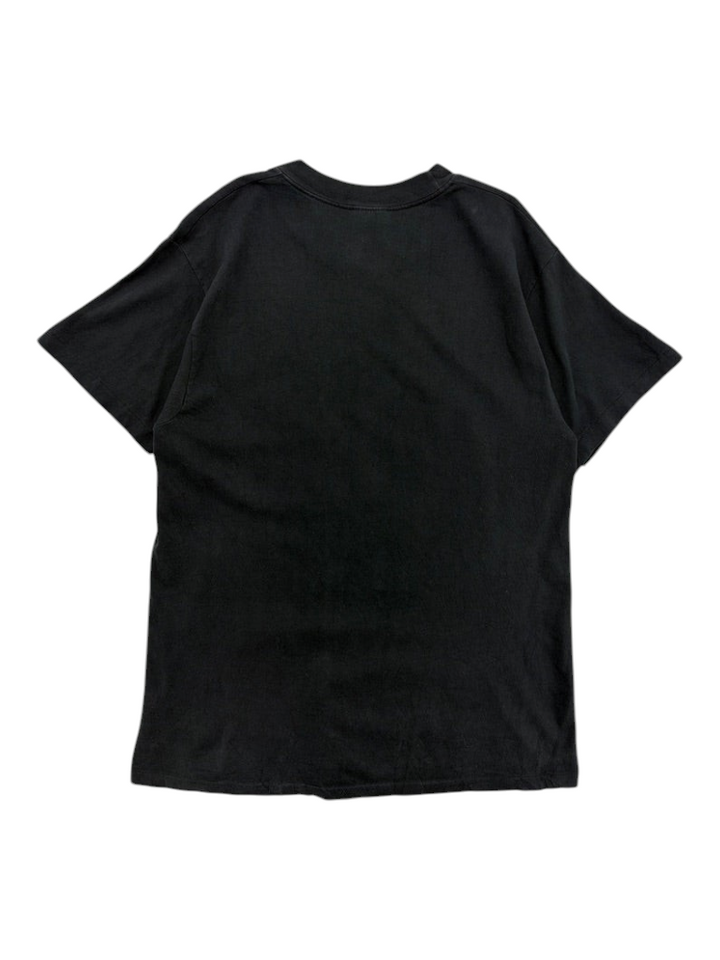 Back view of a vintage black 1990s Joseph Dreamcoat T-shirt from Exile Vintage, size medium.
