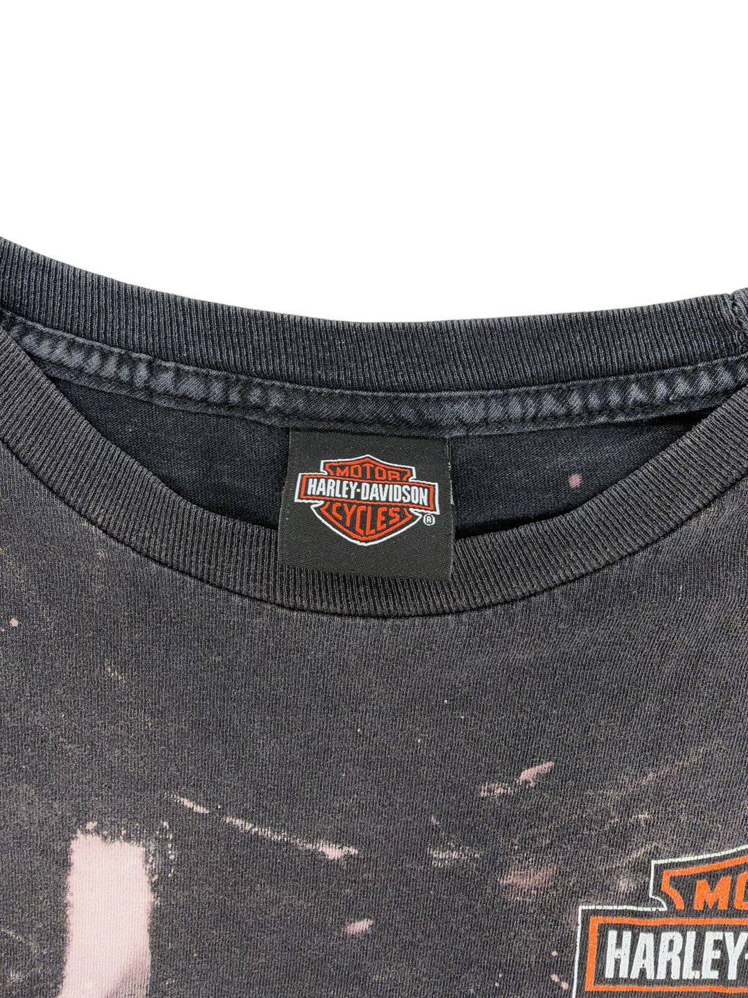 Exile Vintage 2000s Harley Davidson distressed black long sleeve shirt with classic logo neck label