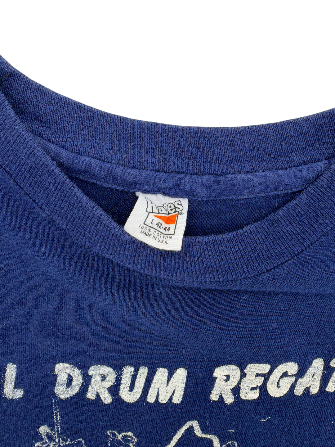 Exile Vintage 1980s blue cotton Oil Drum Regatta t-shirt with Hanes tag detail
