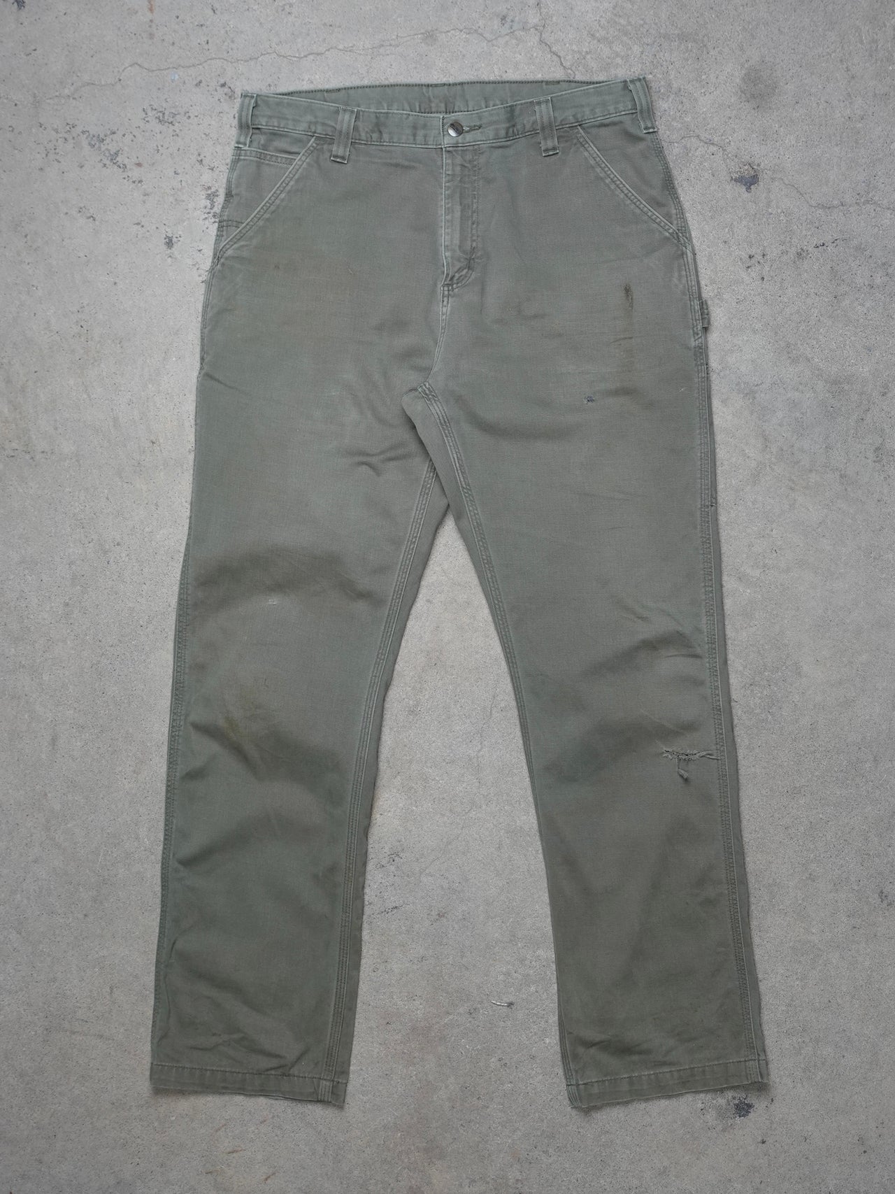 Vintage 2000s - Carhartt Duck Canvas Carpenter Pants Olive Green