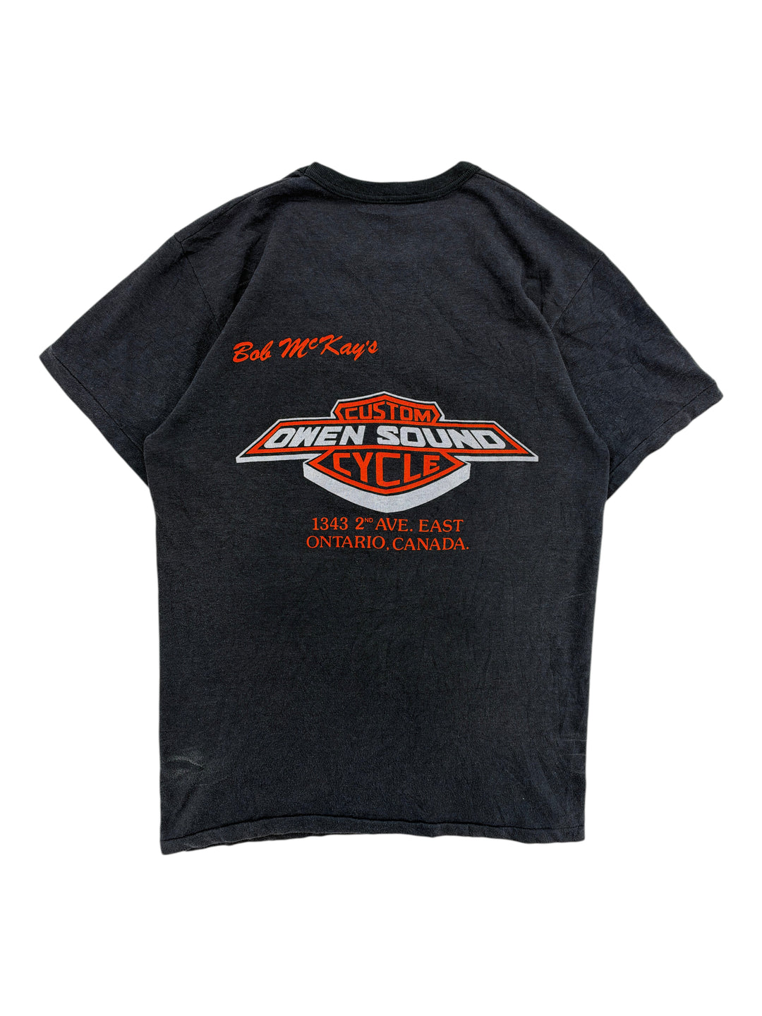 Exile Vintage black 1980s Harley Davidson The New Breed graphic t-shirt with Owen Sound Cycle back print