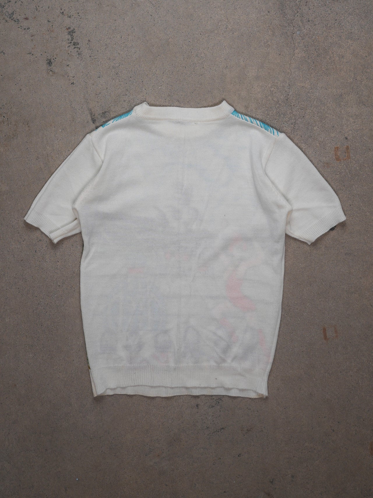 1950S - KNIT "FOOTBALL SCENE" T-SHIRT