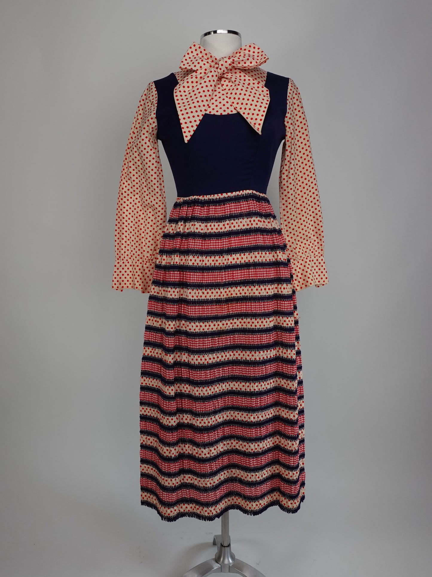 1960S - POLKA DOT MIDI COTTON DRESS