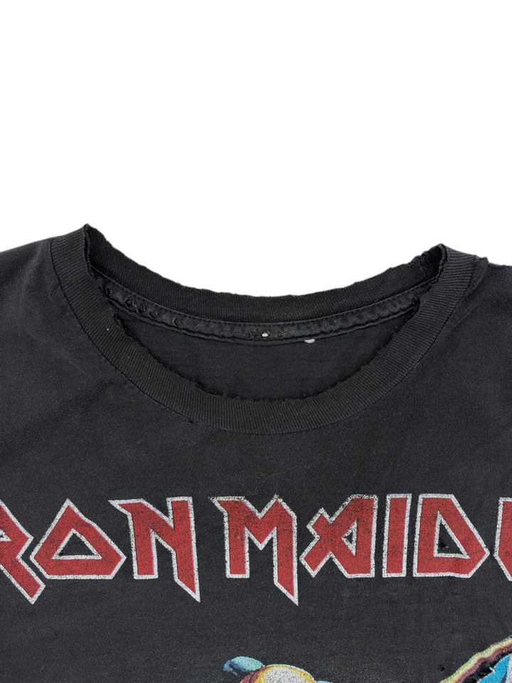 Exile Vintage 2010s Iron Maiden black band t-shirt with a distressed crew neckline