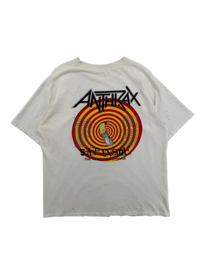 Exile Vintage 1980s Anthrax State of Euphoria band t-shirt in white with back graphic print