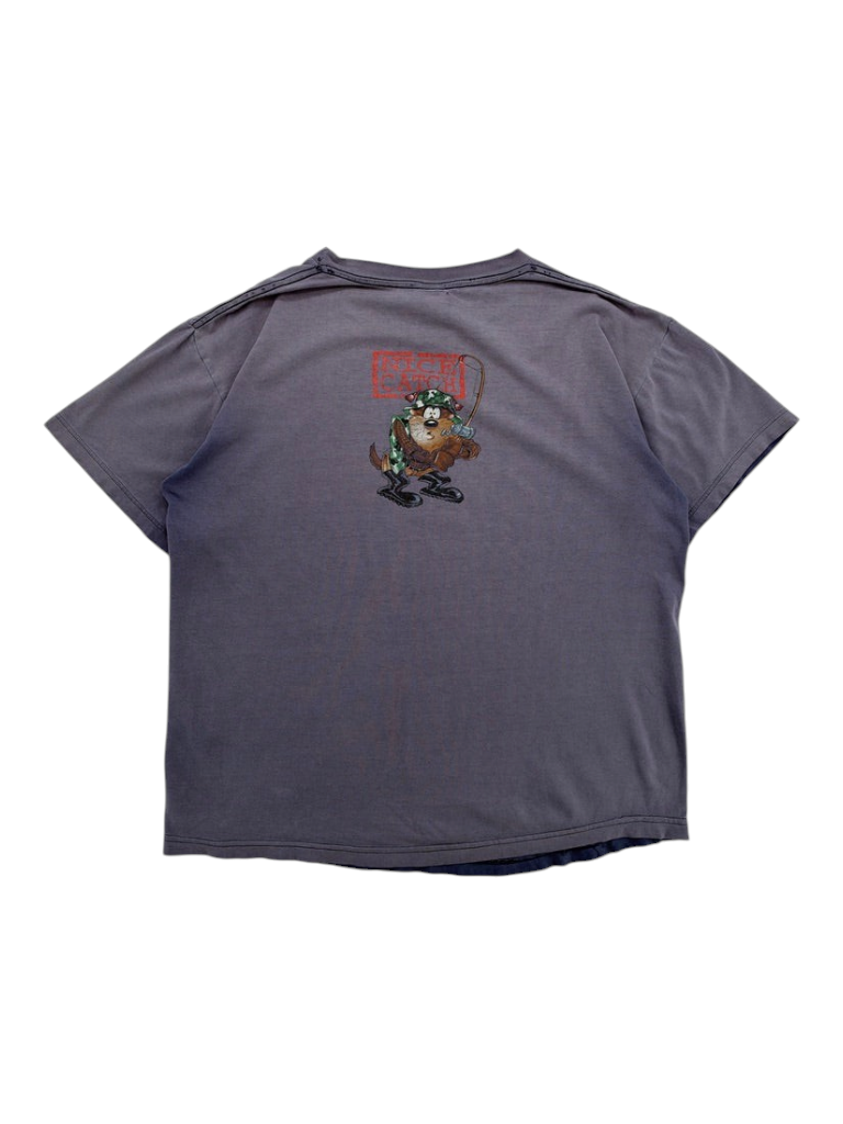 Exile Vintage 1990s grey Taz Gone Fishing graphic t-shirt with back print, size XL