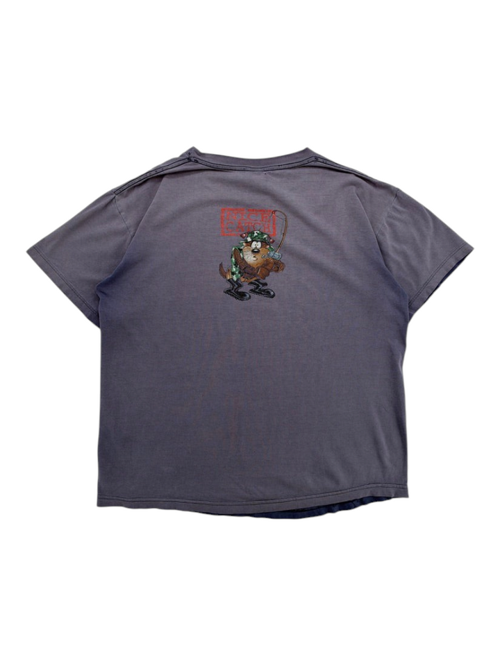 Exile Vintage 1990s grey Taz Gone Fishing graphic t-shirt with back print, size XL