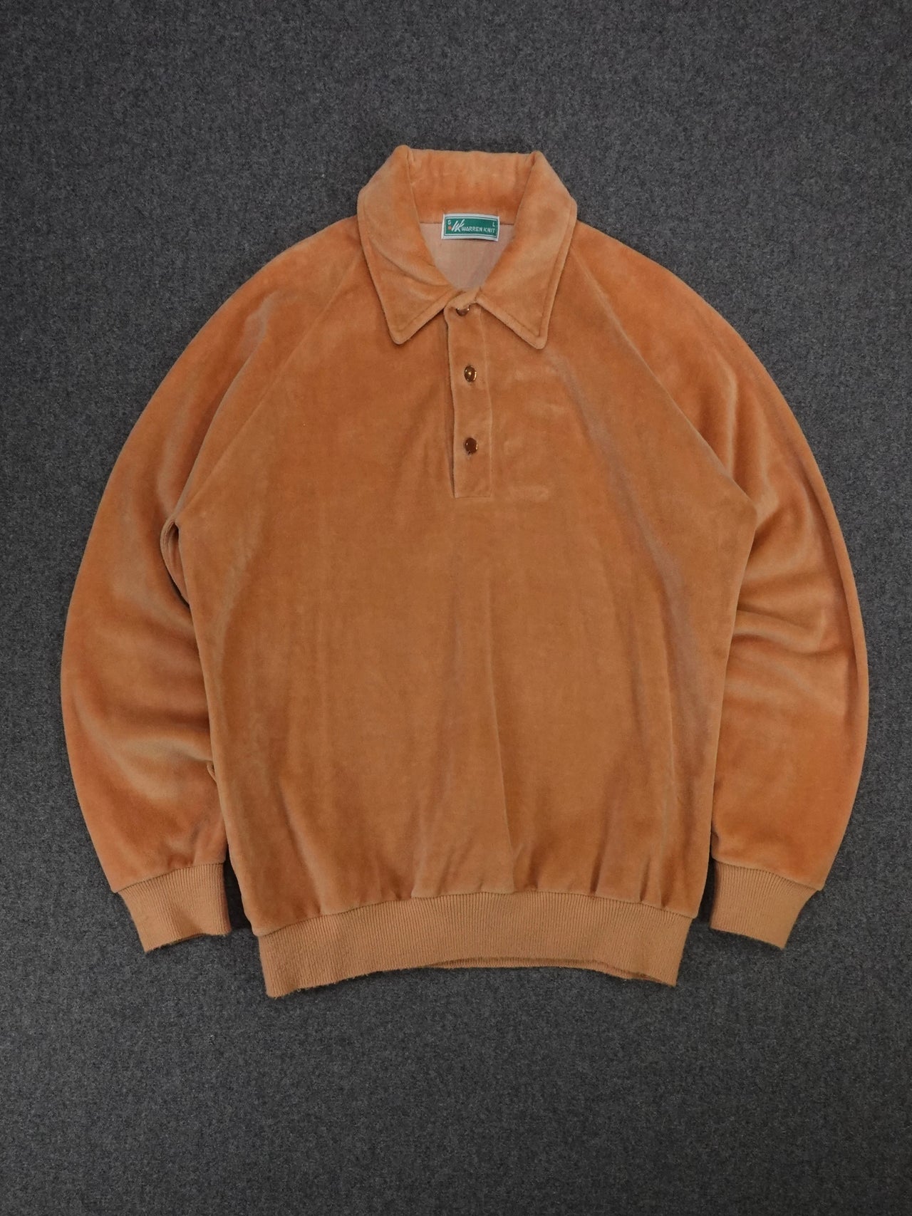 1970s -  Warren Knit Terry Cloth Long Sleeve Pullover Shirt