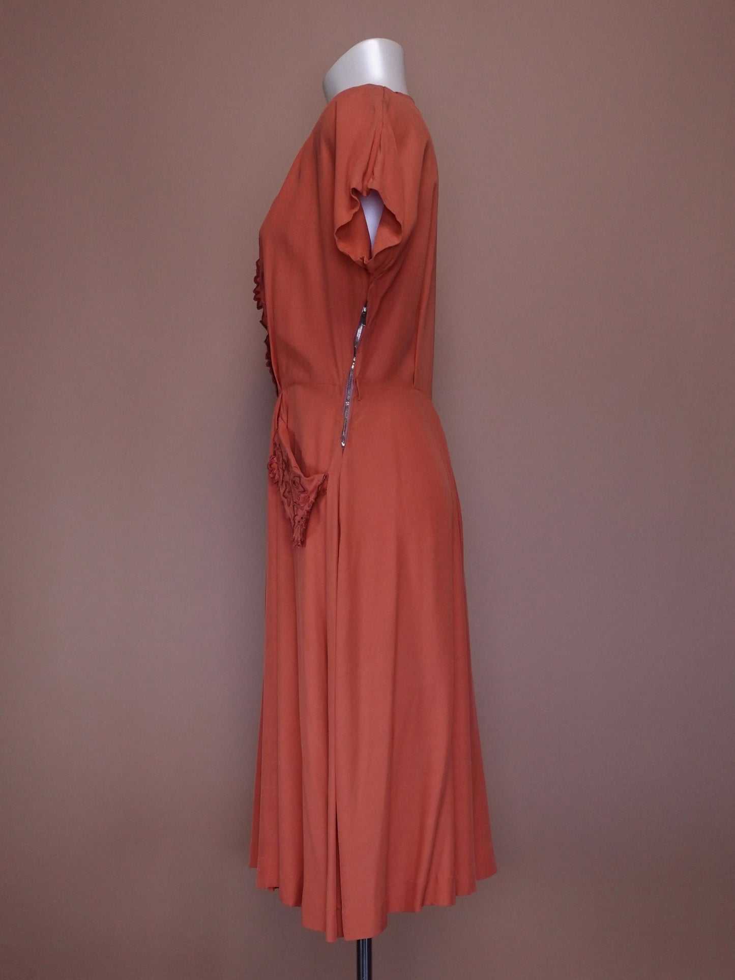 1950s - Coral Pink Special Occasion Dress