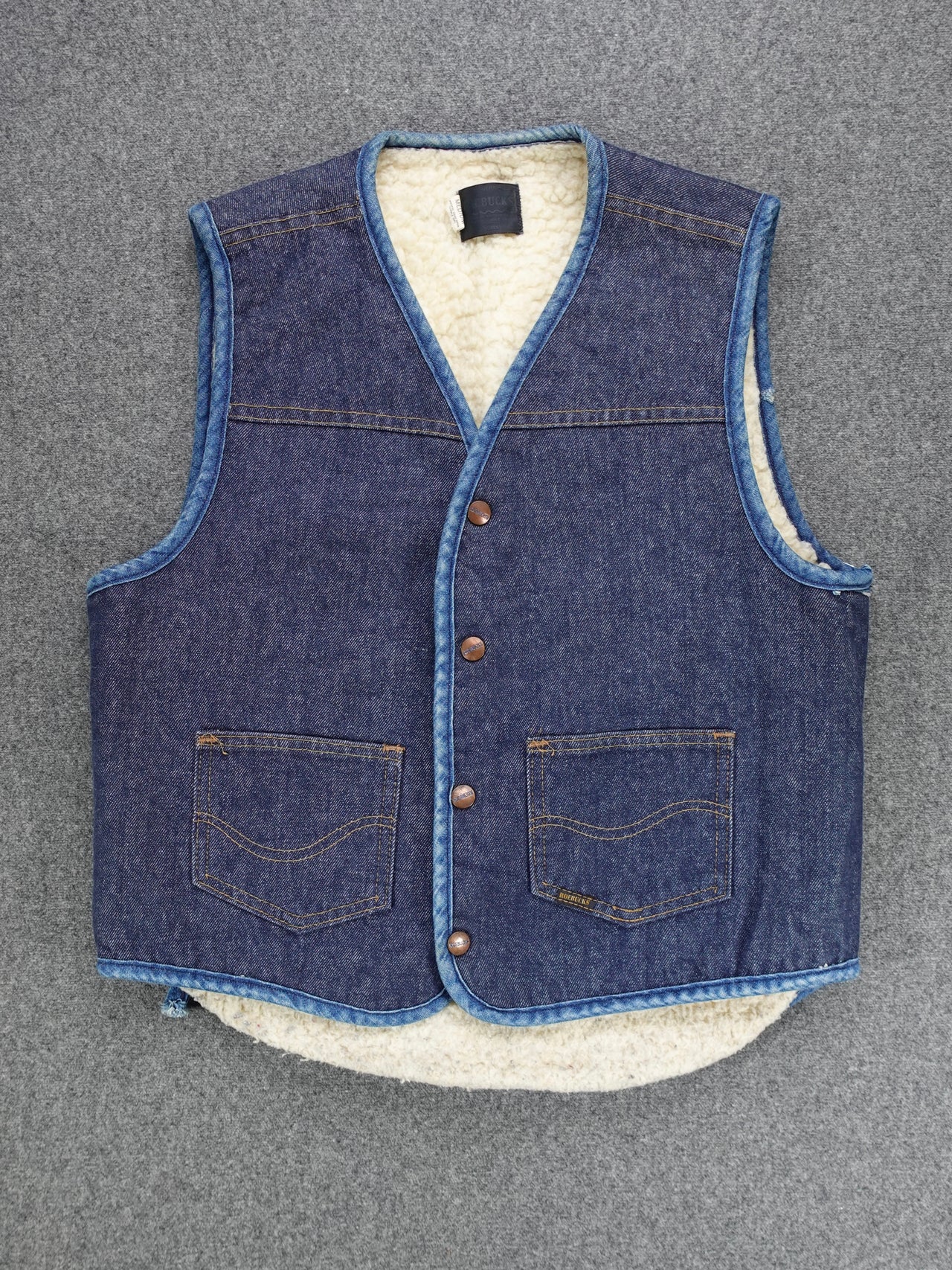 1970s - Roebucks Denim Sherpa Vest