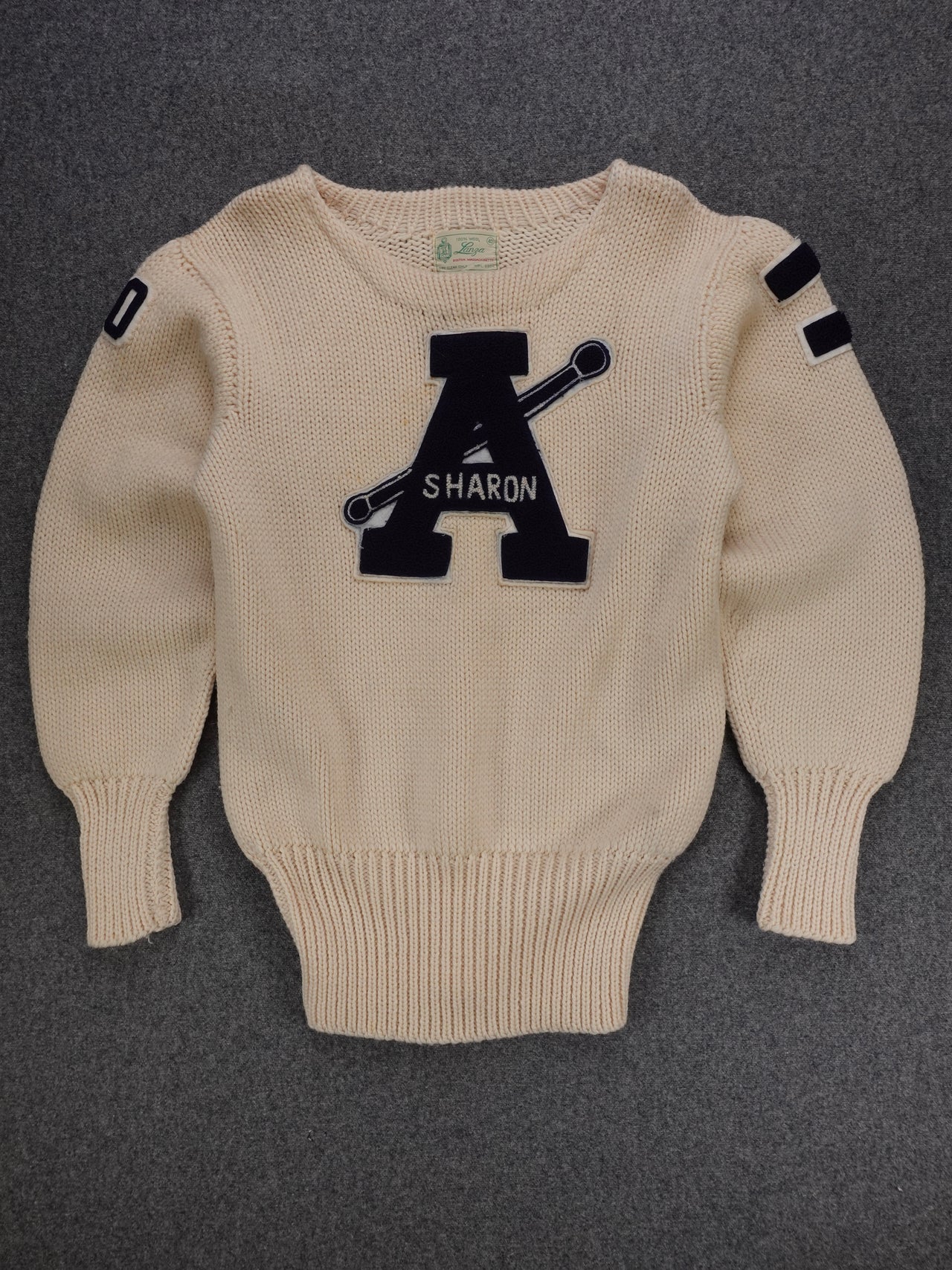 1950s - Lanza Wool Knit Letterman Sweater "A Sharon"