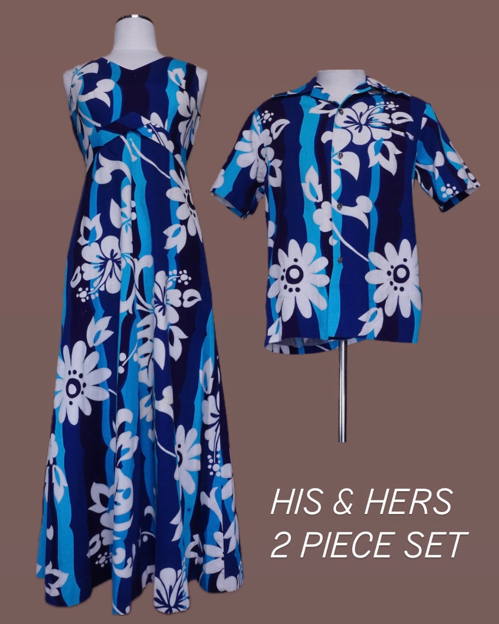 1970s - “His & Hers” Casual Caire Hawiian Dress & Shirt Set