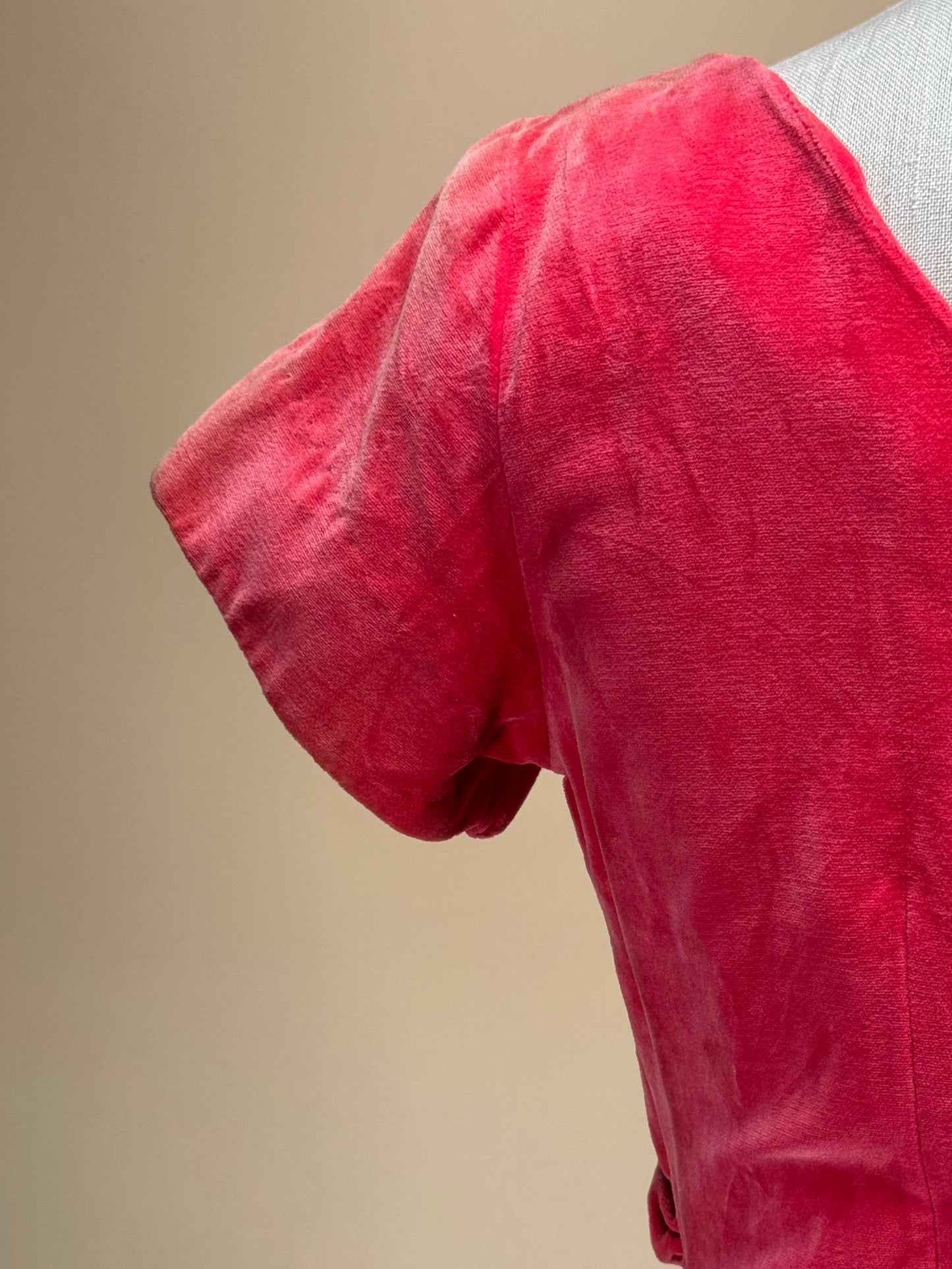 Vintage 1960s | Hot Pink Velvet Cocktail Dress