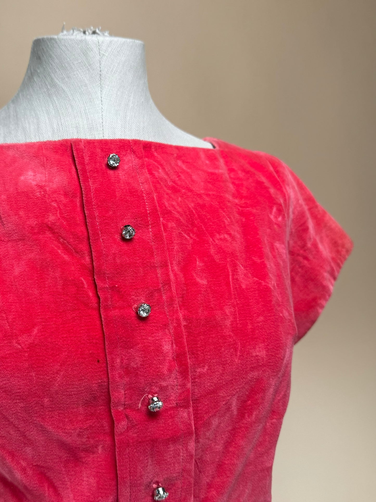 Vintage 1960s | Hot Pink Velvet Cocktail Dress