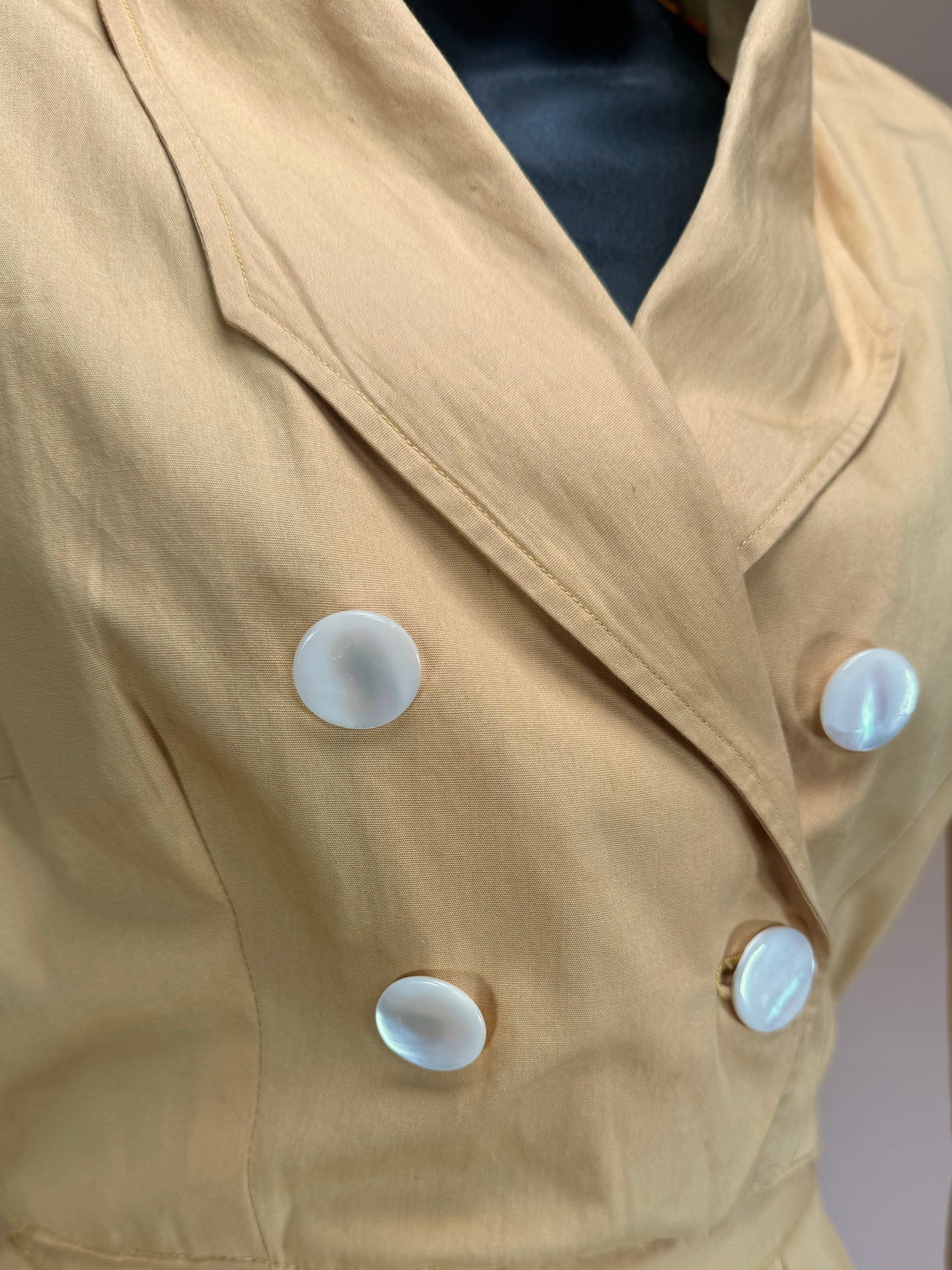 Vintage 1950s | Daffodil Yellow Double Breasted Shirtwaist Cotton Dress