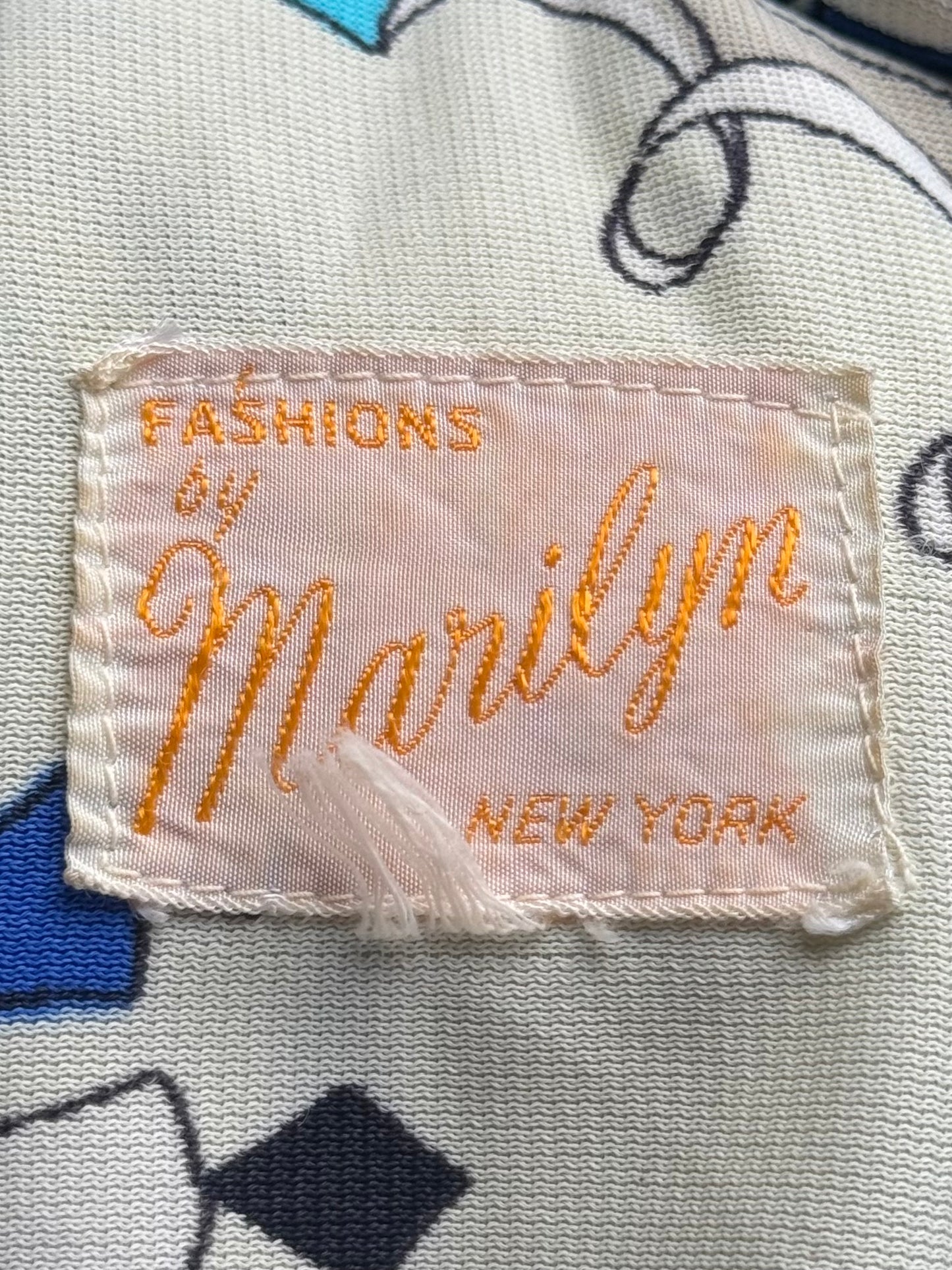 Vintage 1960s/70s | Art Deco "Fashions by Marilyn New York" Palazzo Leg Jumpsuit With Necktie