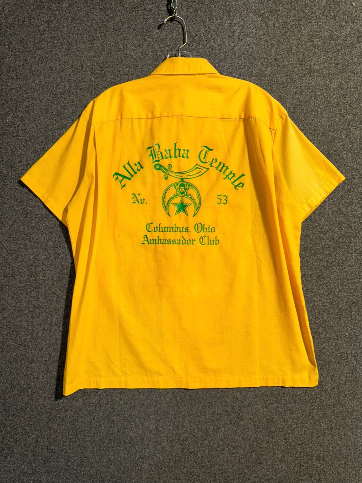 1970s | Yellow "Alpha Baba Temple" Bowling Shirt