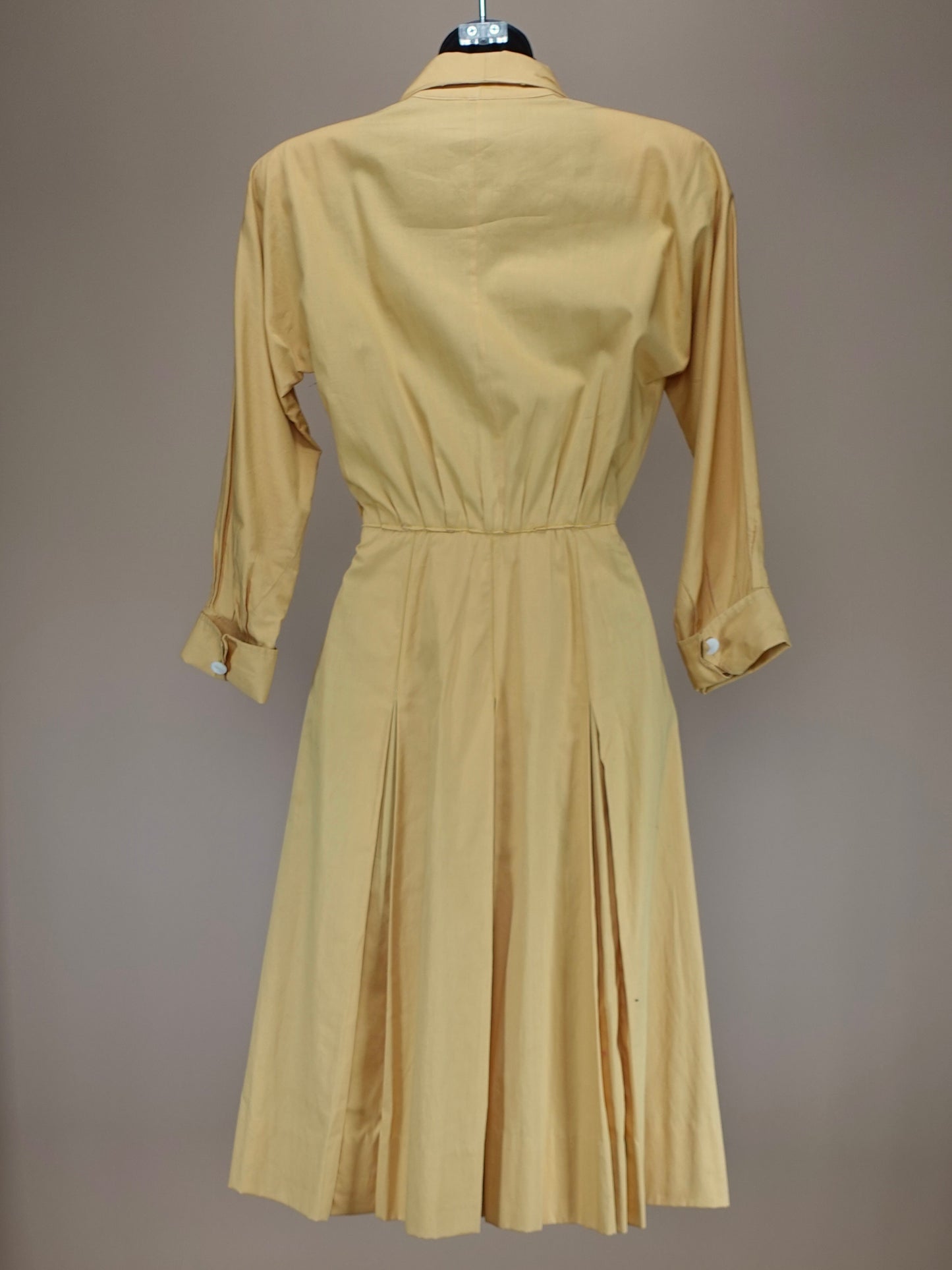 Vintage 1950s | Daffodil Yellow Double Breasted Shirtwaist Cotton Dress