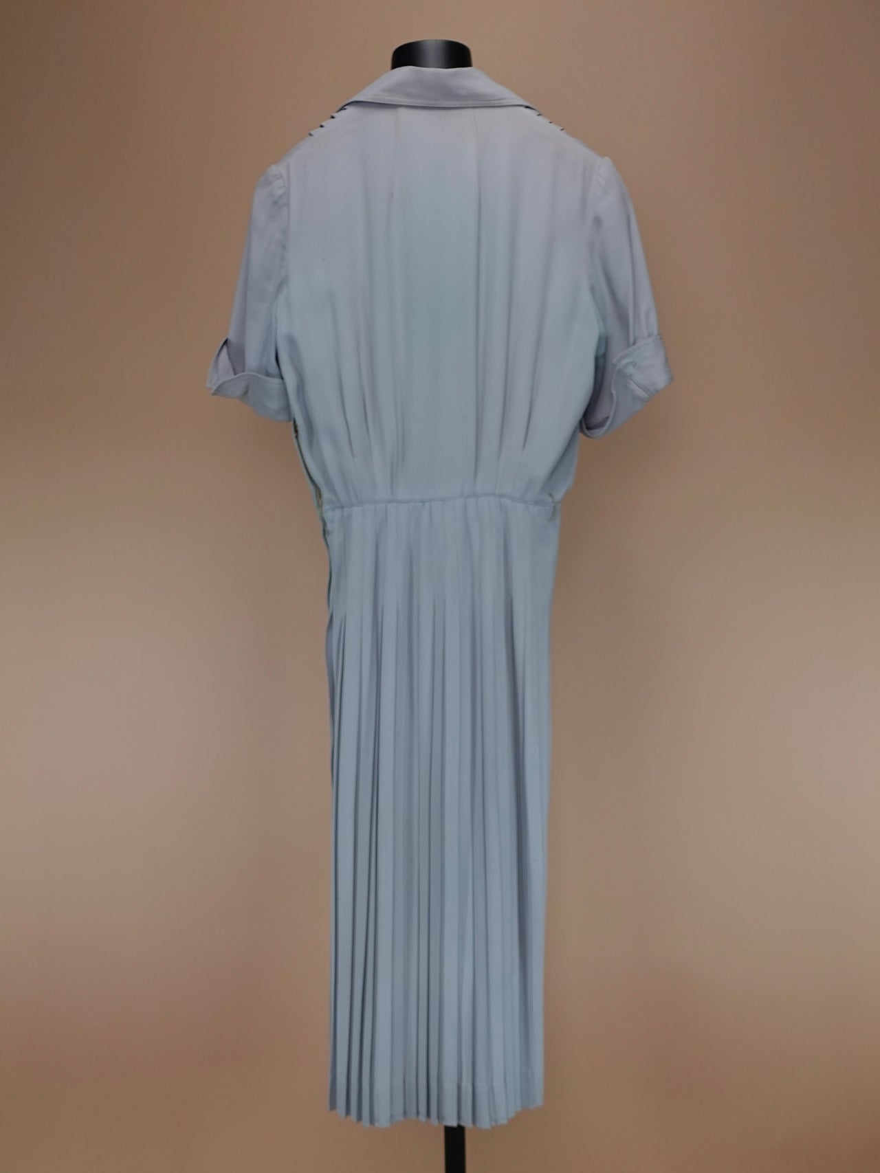 Vintage 1950s | Powder Blue Grey Gabardine Shirtwaist Day Dress