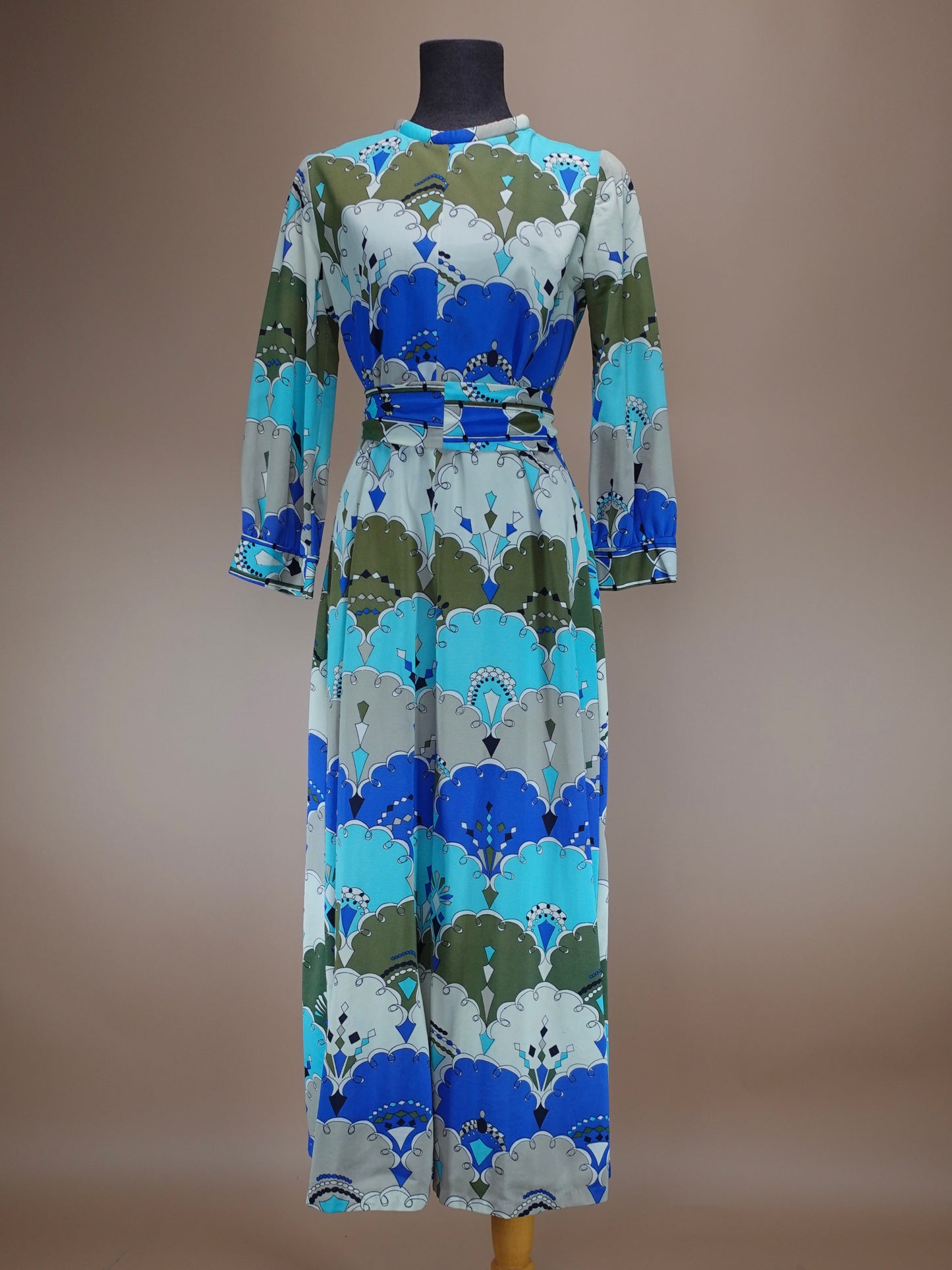Vintage 1960s/70s | Art Deco "Fashions by Marilyn New York" Palazzo Leg Jumpsuit With Necktie