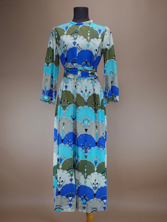 Vintage 1960s/70s | Art Deco "Fashions by Marilyn New York" Palazzo Leg Jumpsuit With Necktie