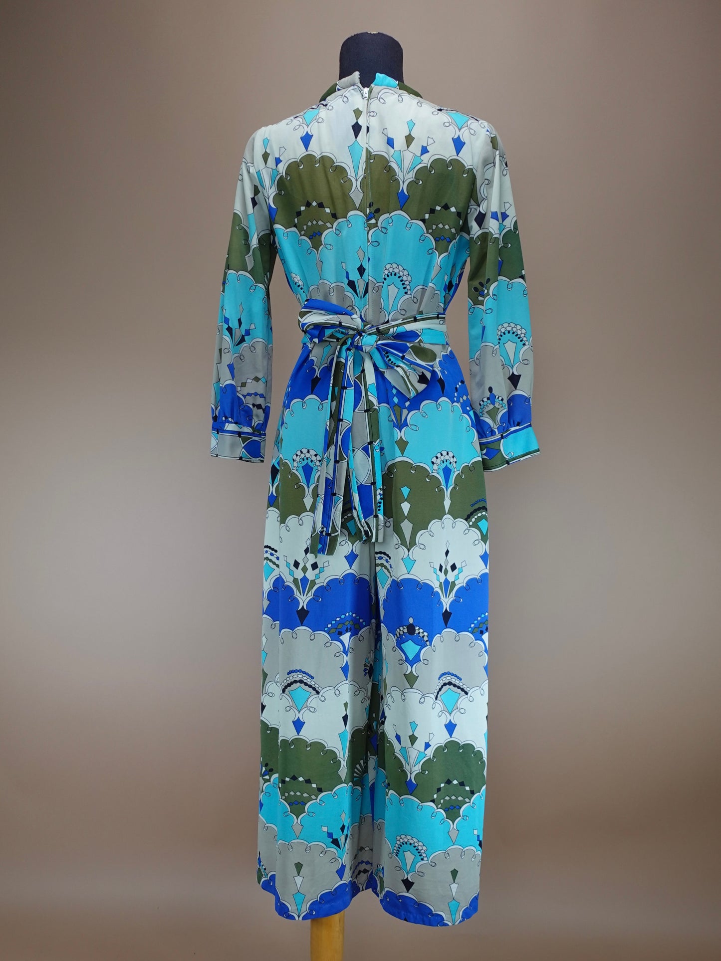 Vintage 1960s/70s | Art Deco "Fashions by Marilyn New York" Palazzo Leg Jumpsuit With Necktie