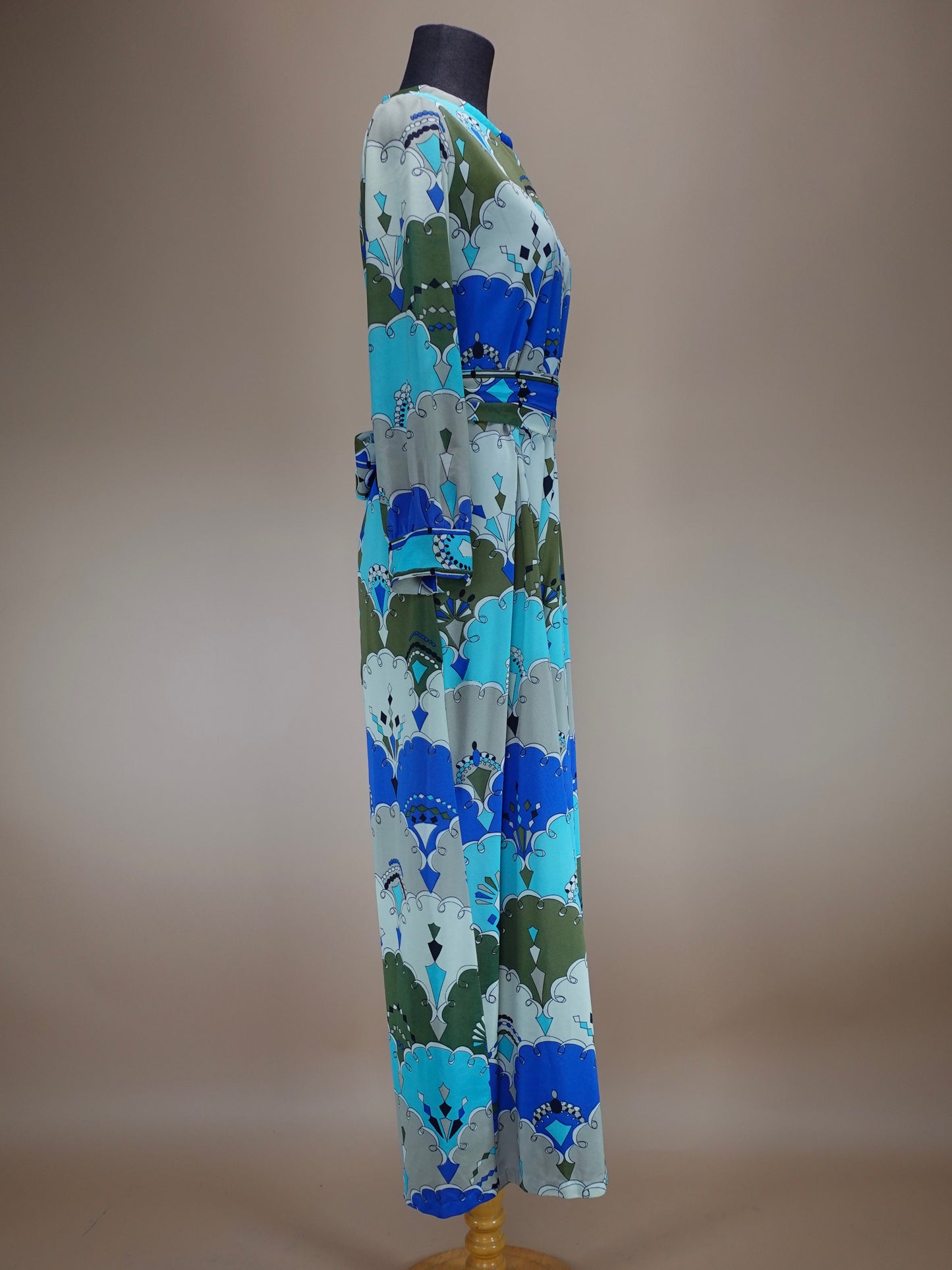 Vintage 1960s/70s | Art Deco "Fashions by Marilyn New York" Palazzo Leg Jumpsuit With Necktie
