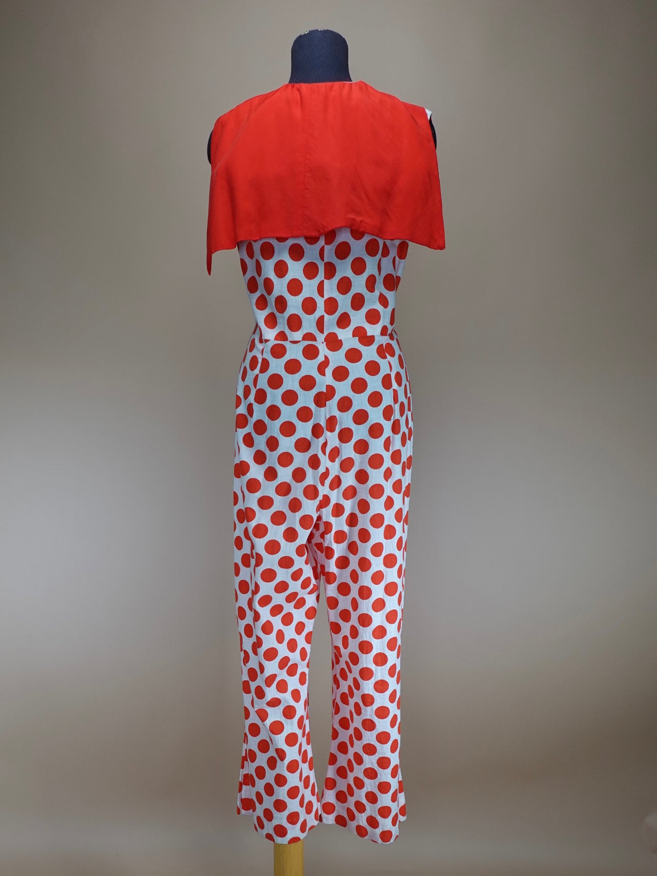 Vintage 1970s | Groovy Red Polka Dotted Bell Bottom Jumpsuit
