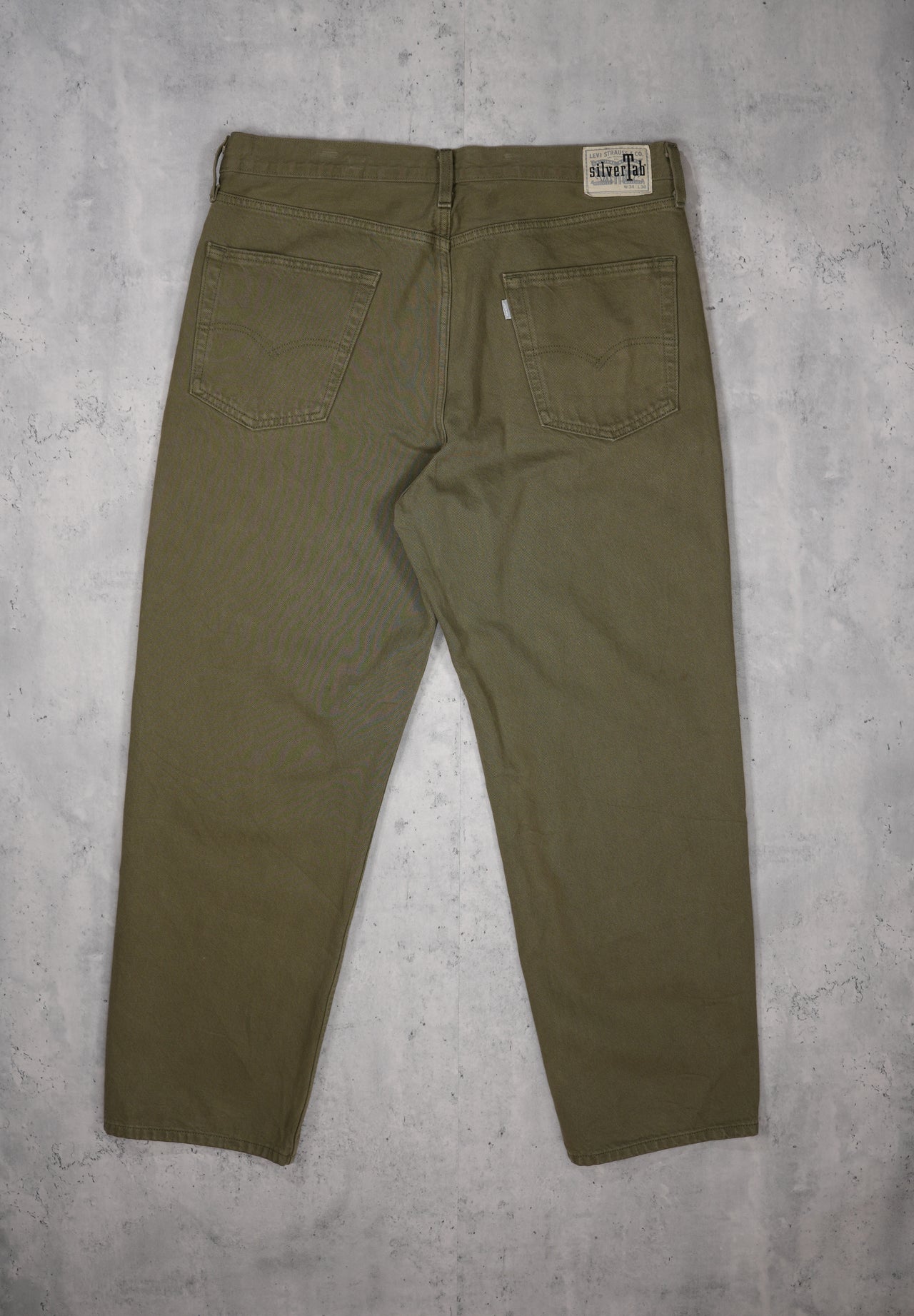 1990S - LEVI'S SILVER TAB OLIVE GREEN WASH DENIM JEANS