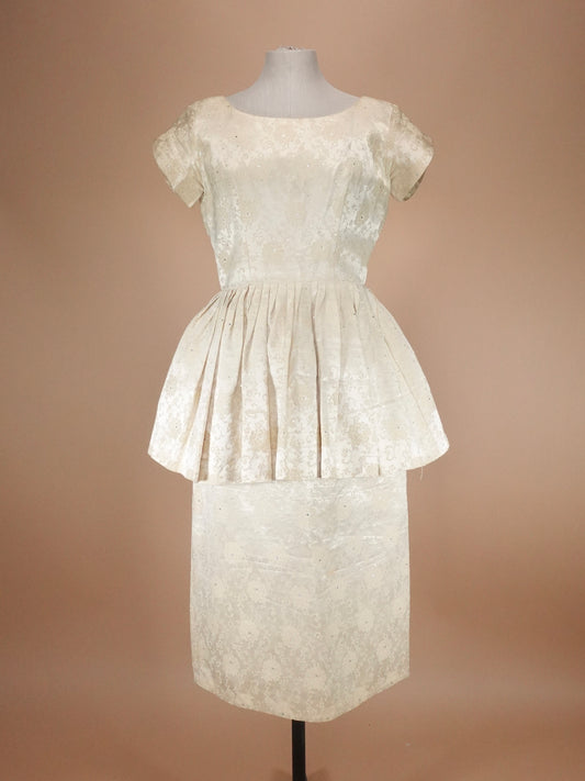 Vintage 1960s | Brocade Peplum Wedding/Party Dress