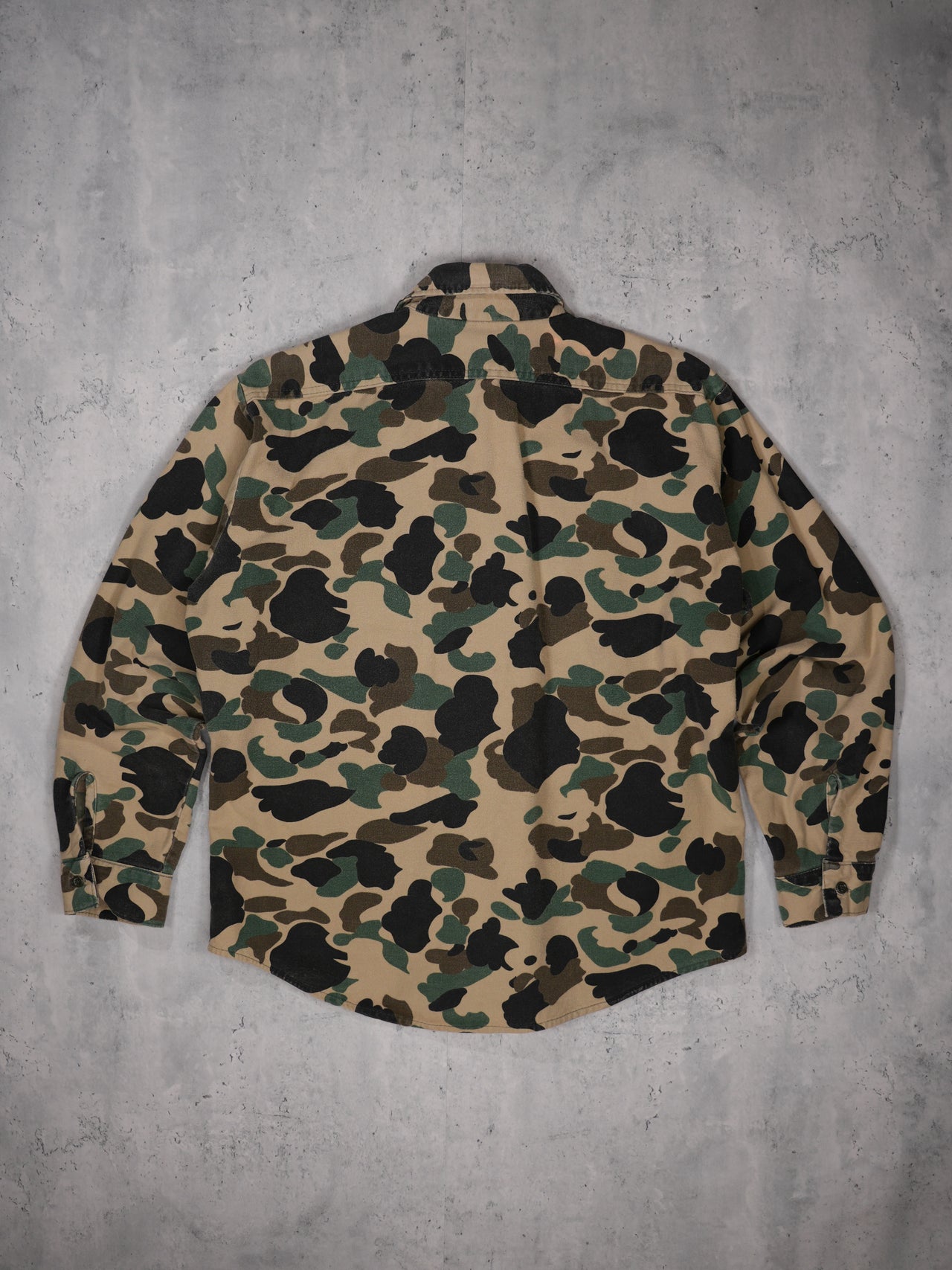 1990S - FIVE BROTHERS "DUCK CAMO" BUTTON UP SHIRT