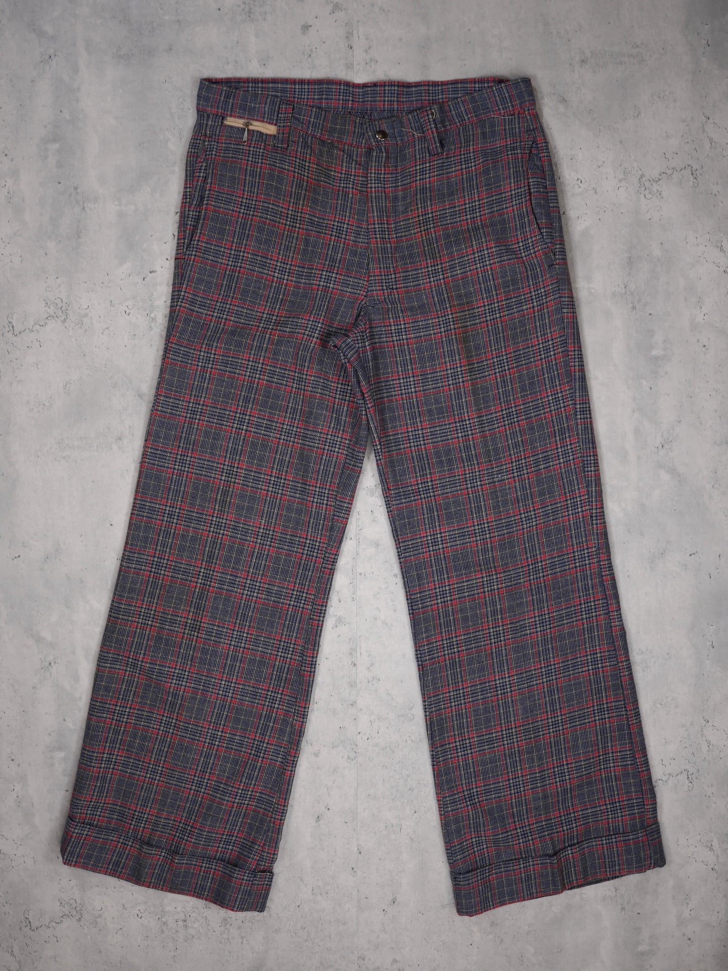 Vintage 1970s - Unbranded Plaid Bell Bottom Trousers