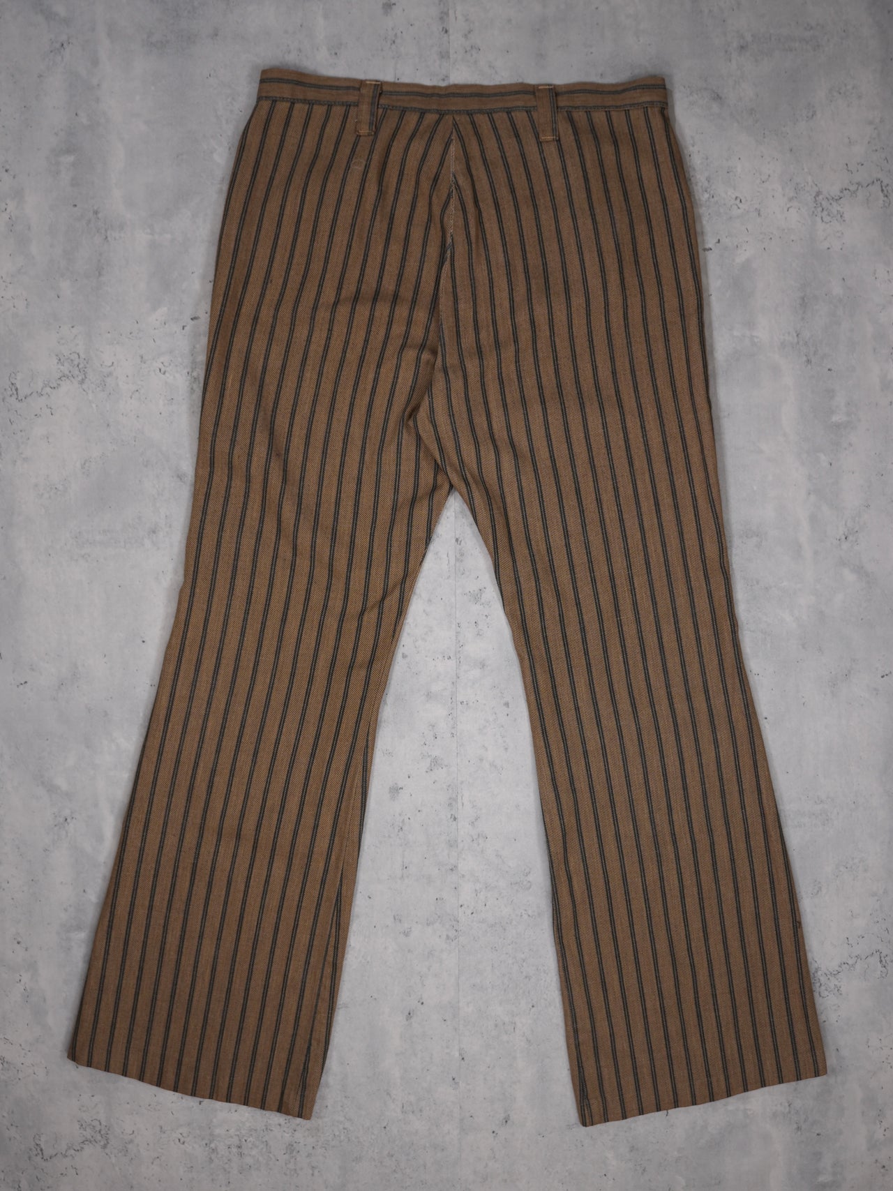 1970S - BROWN STRIPED FLARED TROUSERS