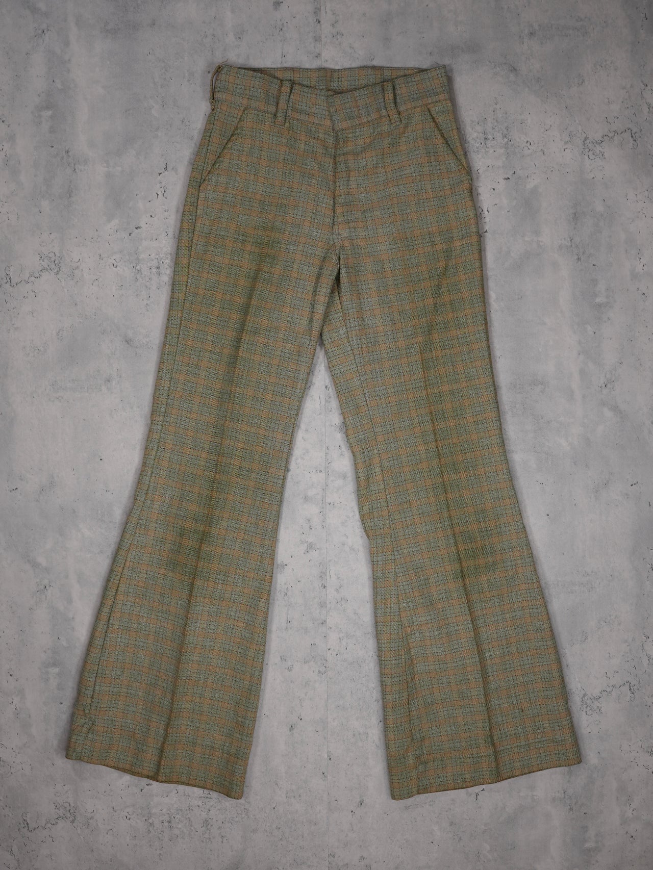 Vintage 1970s - Jcpenny Green Pattern Flared Dress Trousers