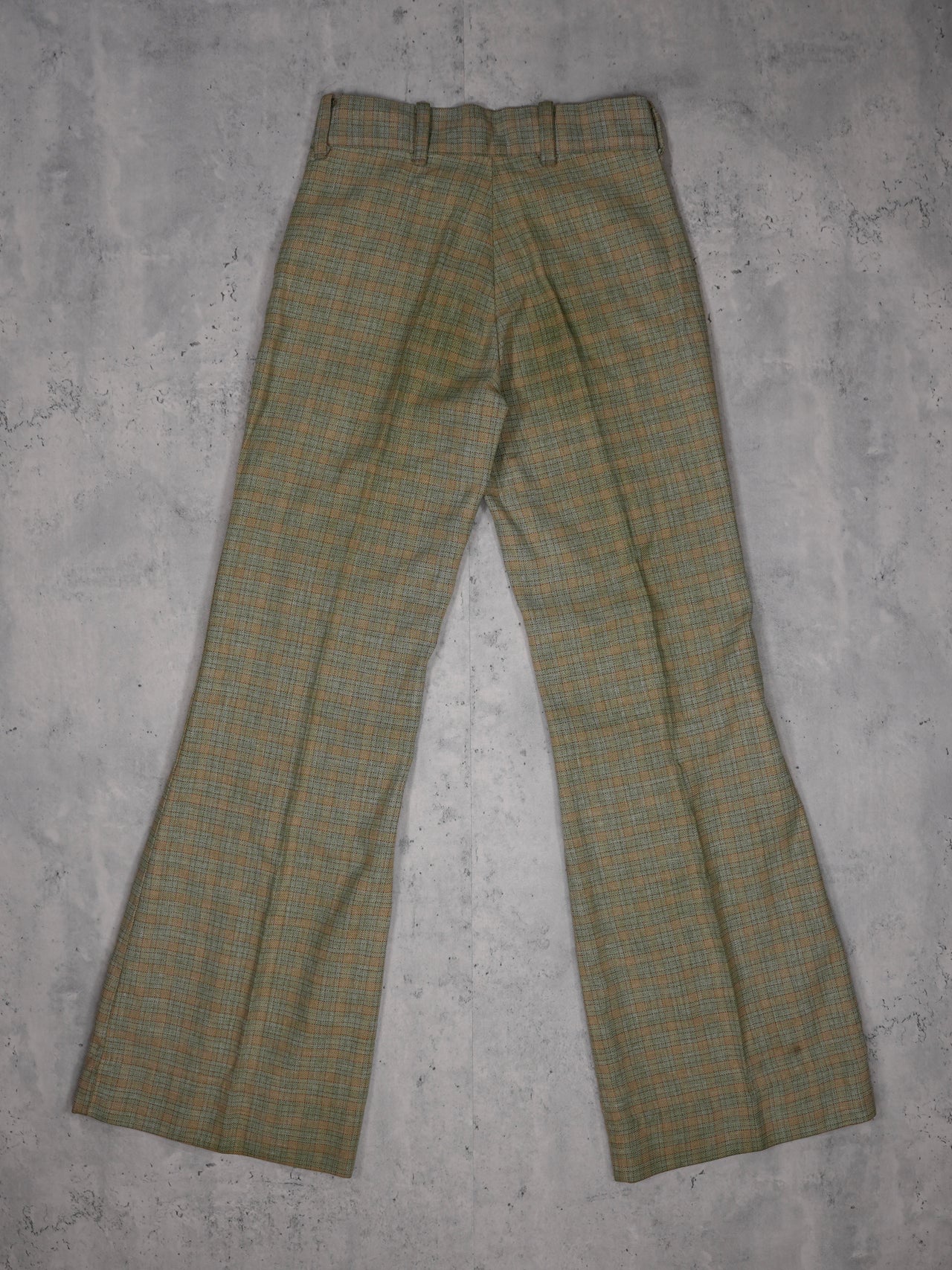Vintage 1970s - Jcpenny Green Pattern Flared Dress Trousers